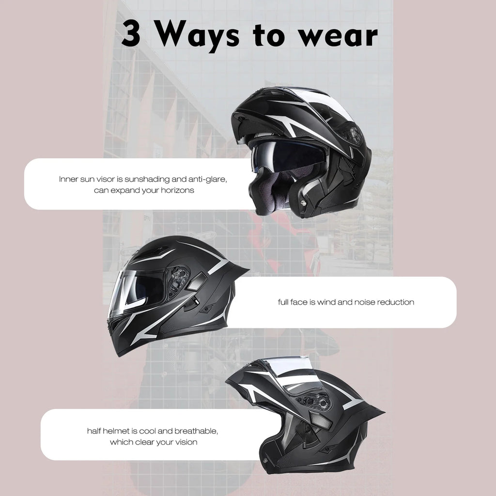 Motorcycle Dual Visor Flip up Full Face Helmet D79758