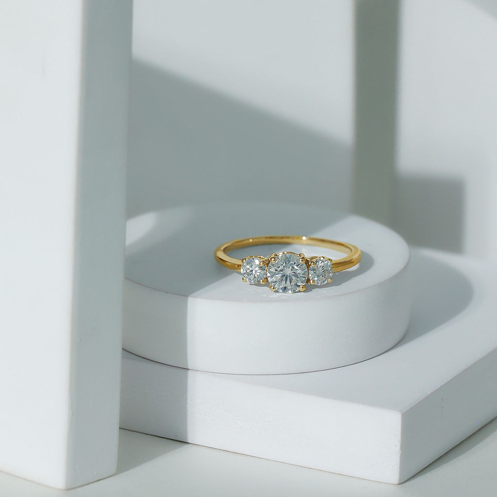 14K Yellow Gold Moissanite Engagement Ring I8709