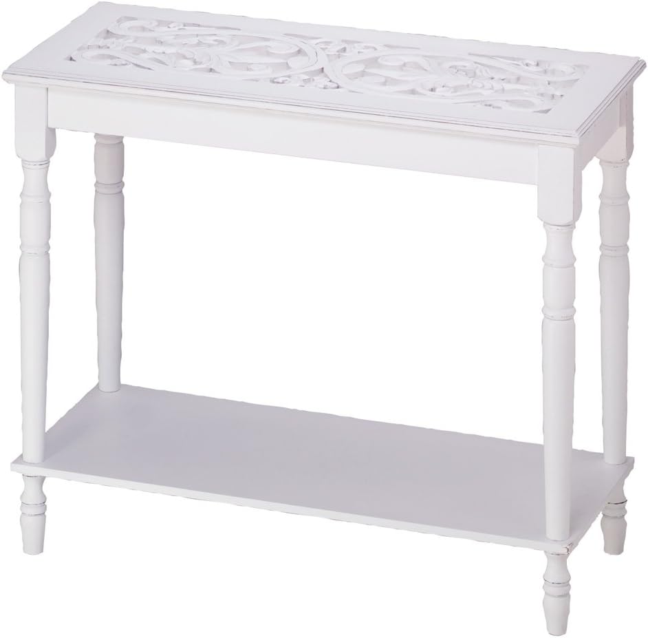 White Wood Carved Top Sofa Console Table N17230