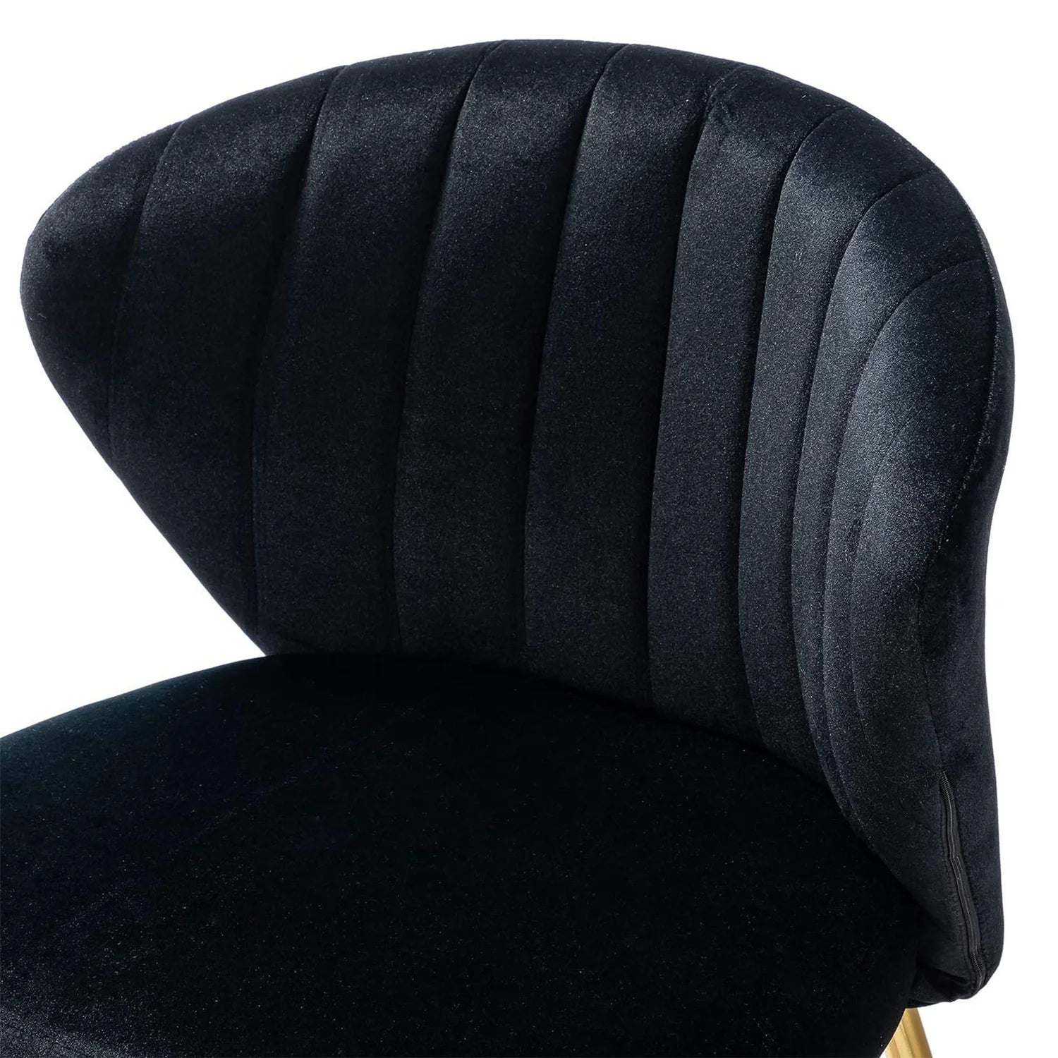 Black Velvet Upholstered Wingback Dining Chairs Set of 4 with Metal Legs V8939