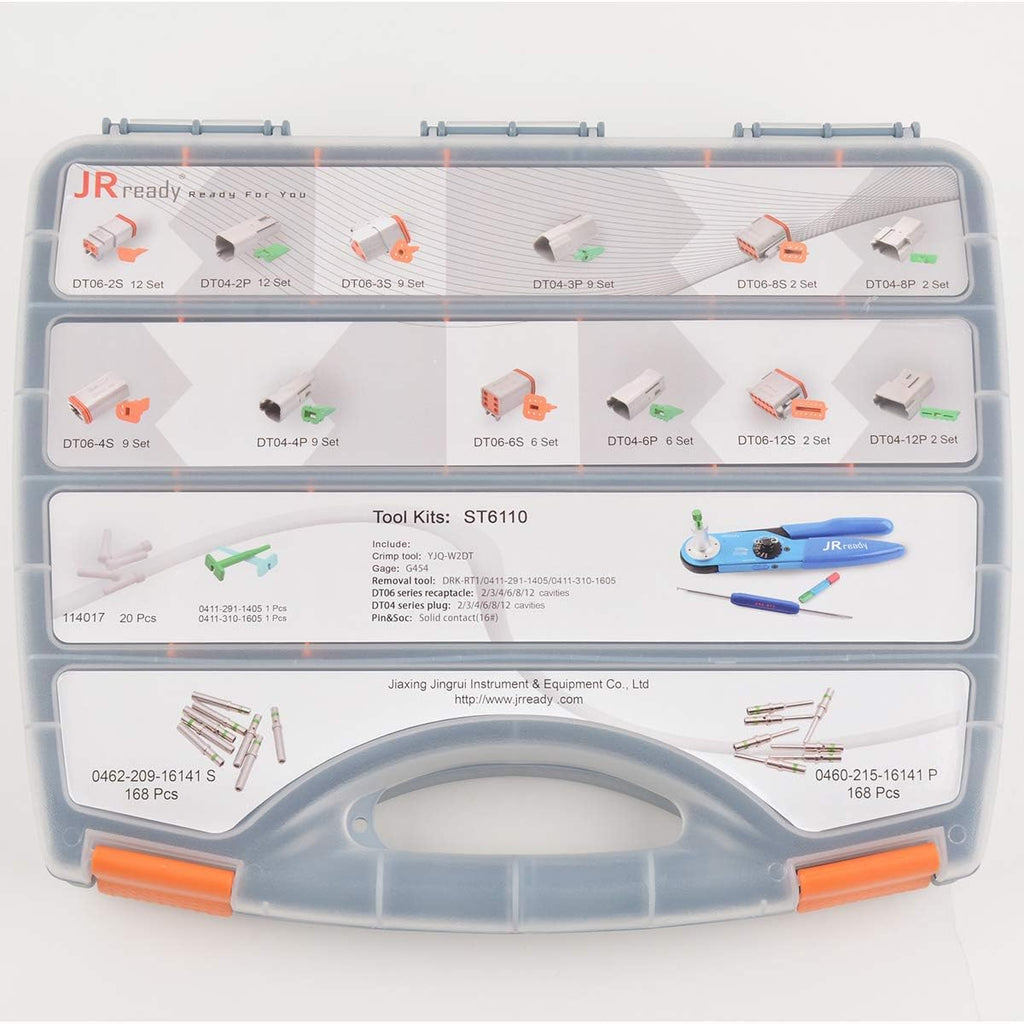 DT Connector Kit Electrical Connector Kit with Solid Terminals Crimp Tool Wire Size 12-22AWG W167