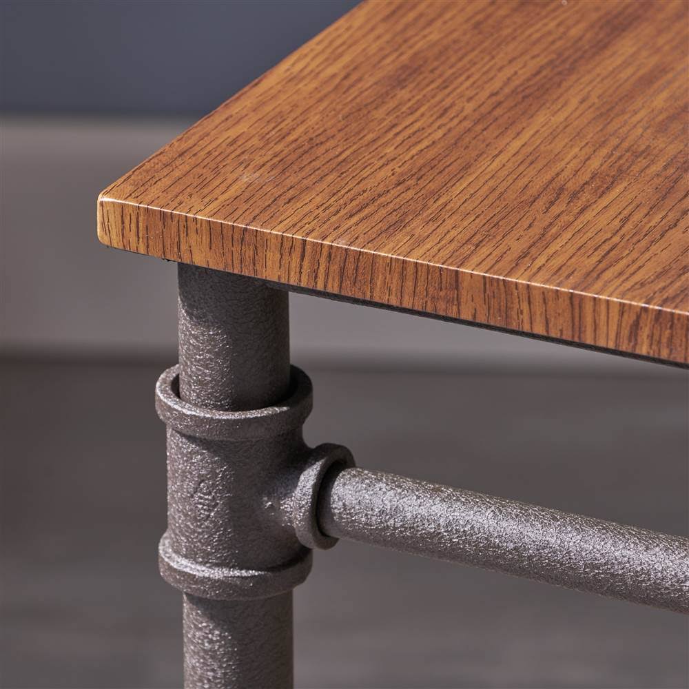 Industrial End Table in Teak Finish H5160