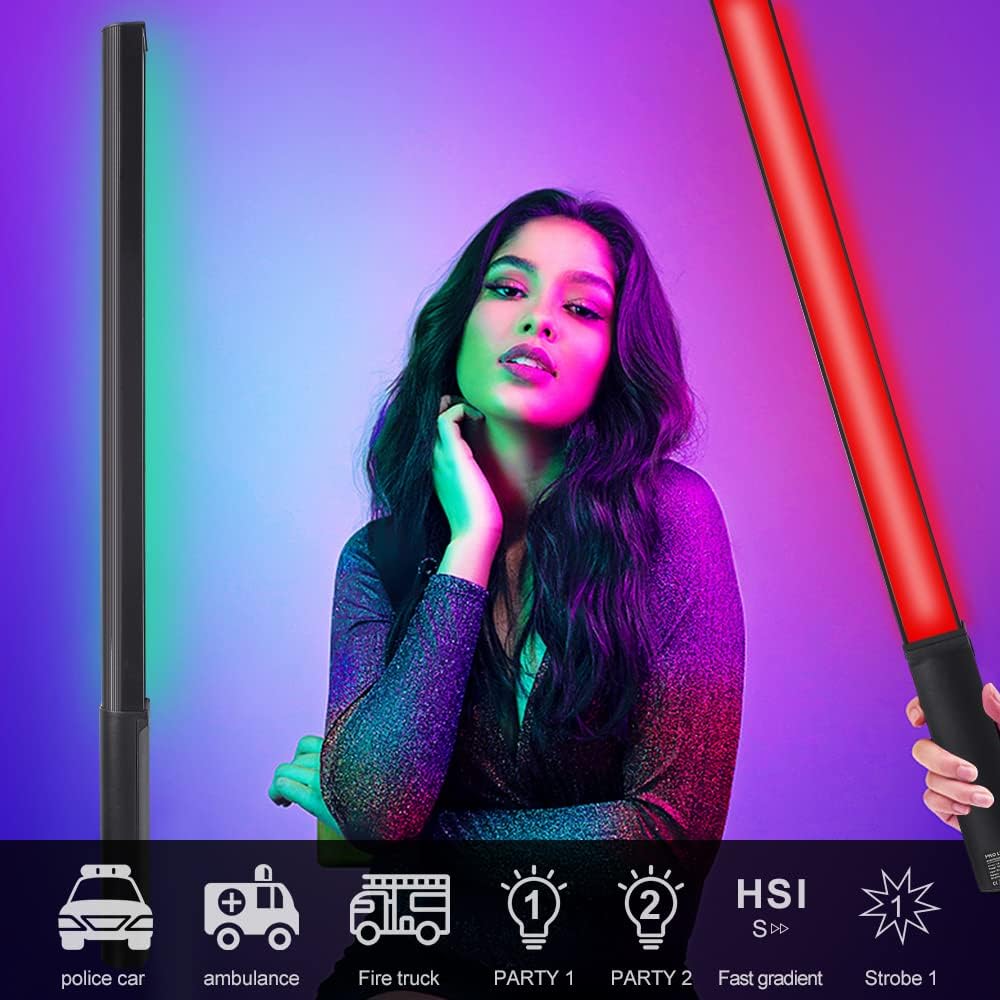 LED Light Wand, RGB Video Light, 9 Colors, Rechargable Battery, 3200K-5600K, Pack of 2 X30844