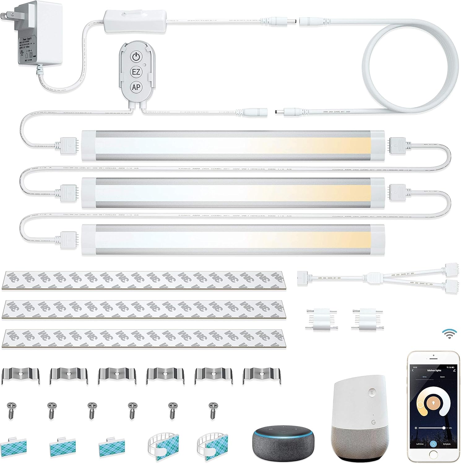 Under Cabinet LED Light Bar Kit, 3 Lights, Dimmable Warm to Cool White Y224
