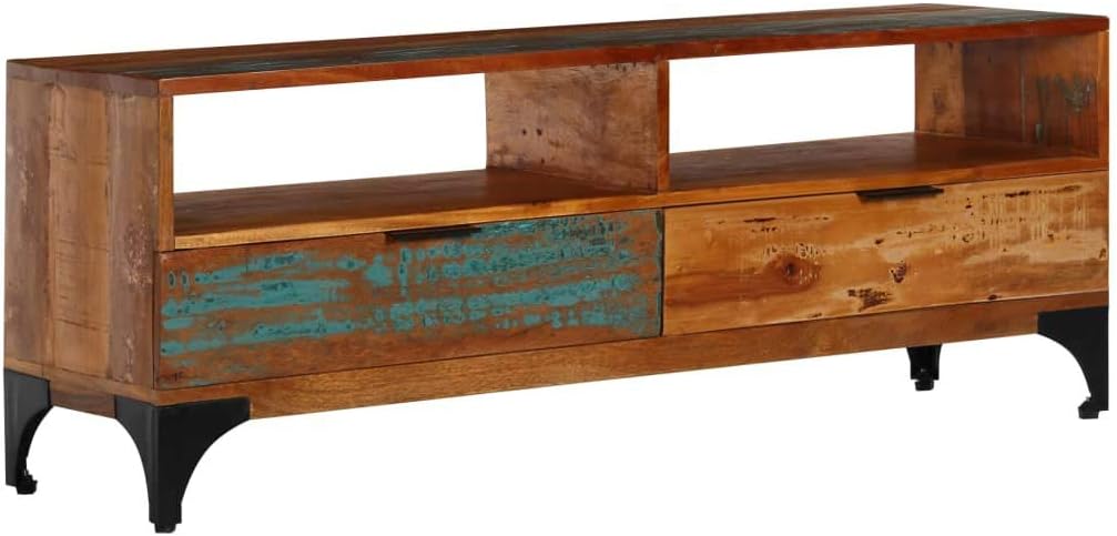 Solid Reclaimed Wood TV Cabinet with 2 Drawers O942