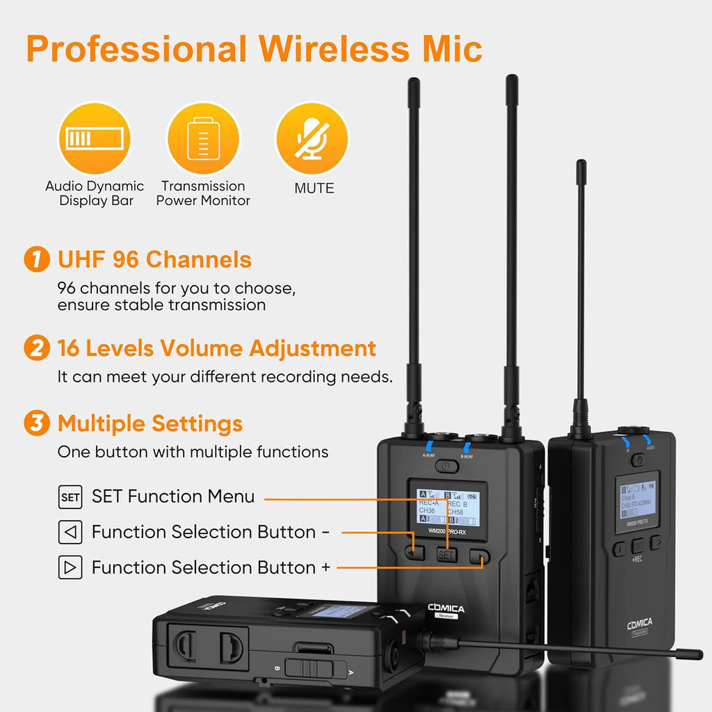 UHF Wireless Lavalier Microphone with Real-time Storage, Dual-Channel F969
