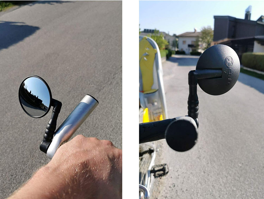 Bike Mirror Rearview, Handlebar Mount Rear View Mirror Wide Angle, Convex Glass, Adjustable Rotation 360° B2980