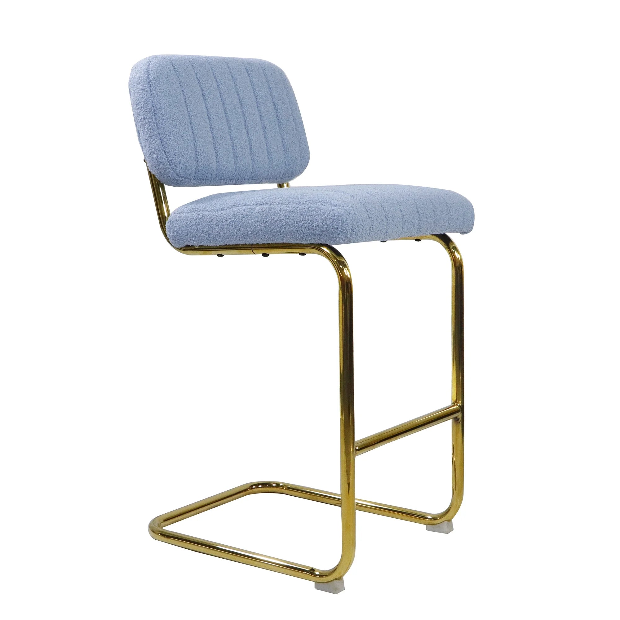 Blue Boucle Upholstered Bar Stools Set of 2 M433