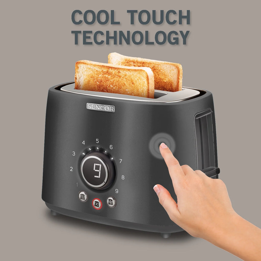 2-slot Toaster with Digital Button and Rack, Black T692274