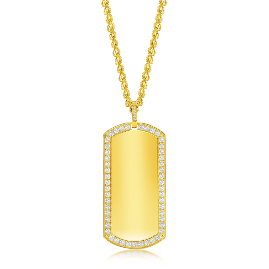 Men’s Dog Tag Pendant Necklace, 24” Gold-Plated Stainless-Steel L990063