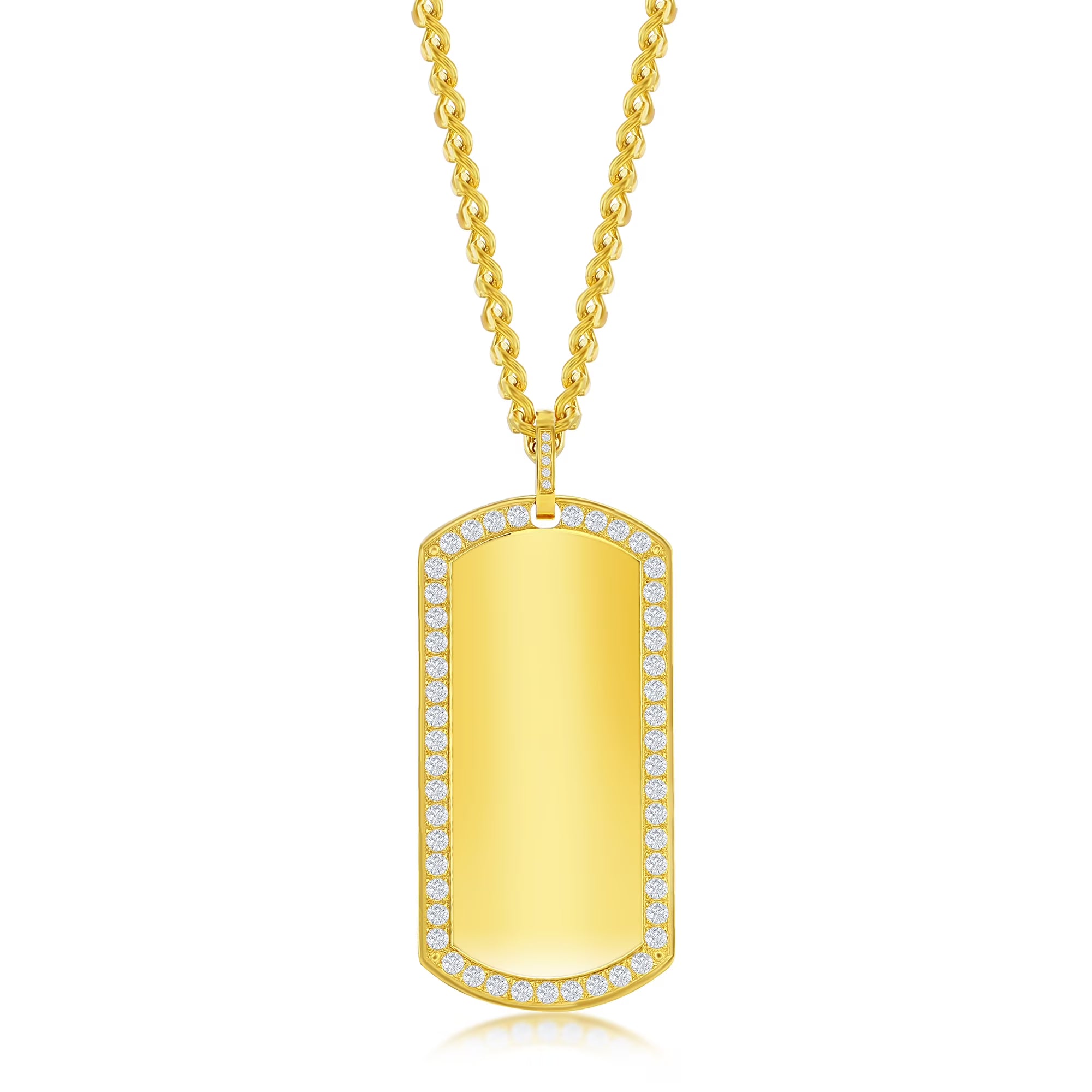 Men’s Dog Tag Pendant Necklace, 24” Gold-Plated Stainless-Steel L990063