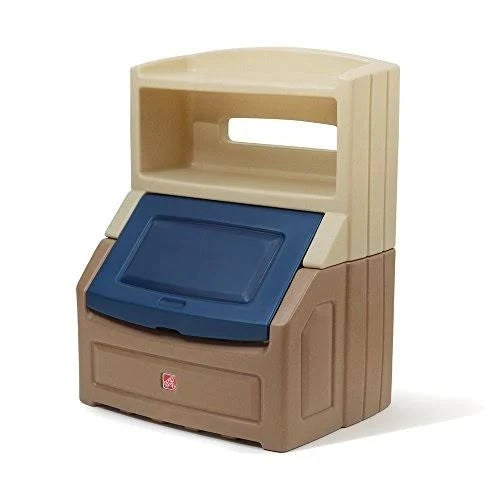 Tan/Blue Plastic Bookcase Storage Chest F635617