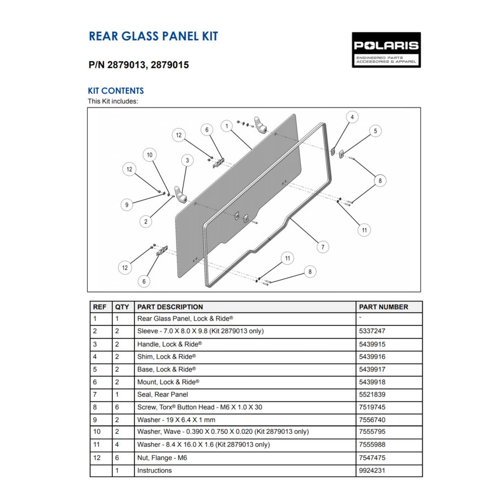 Lock & Ride Glass Rear Panel L2718