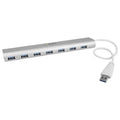 7 Port Compact USB 3.0 Hub with Built-in Cable, Aluminum, Silver F952186