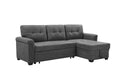 Gray Fabric Reversible Sectional Sleeper Sofa Chaise with Storage P8649
