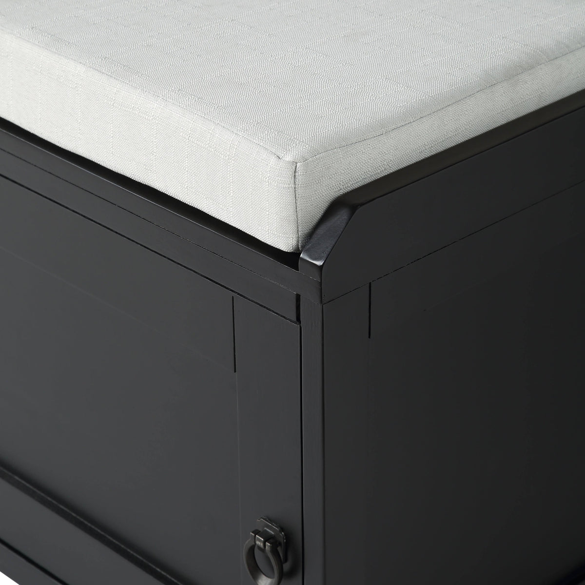 Black Wood Storage Bench with 2 Cabinets F4010