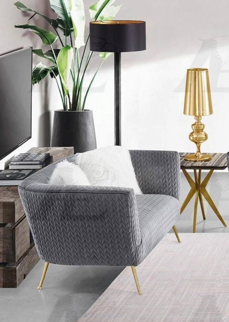 Grey Fabric Tufted Sofa & Loveseat Set 2 Pcs O283454