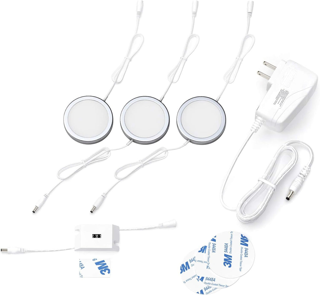 Pack of 12 Warm White Circular LED Cabinet Lights F82858