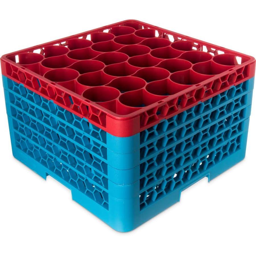 Red Color-Coded Glass Rack with 4 Integrated Extenders 30 Compartment K927667
