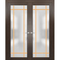 Solid French Double Doors 48 x 96 inches Wood Frosted Glass T839