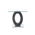 Oval Base End Table Glass White-Grey M712