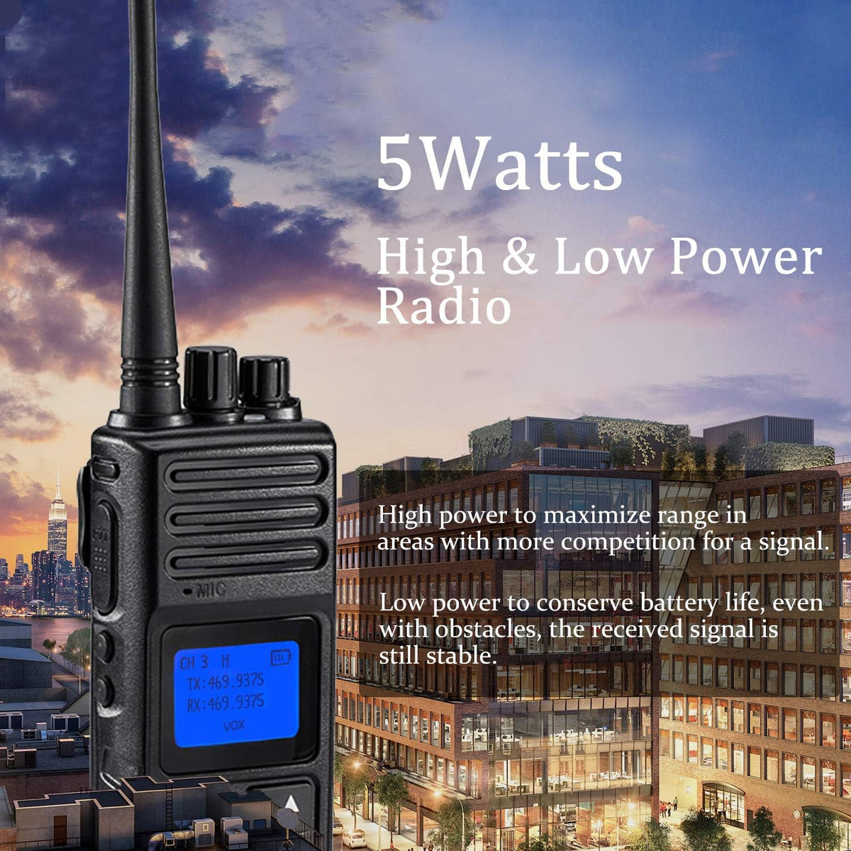 3 Packs UHF Two Way Radios Walkie Talkies 5 Watts P59898