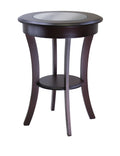 Round Accent Table with Glass Cappuccino N3089