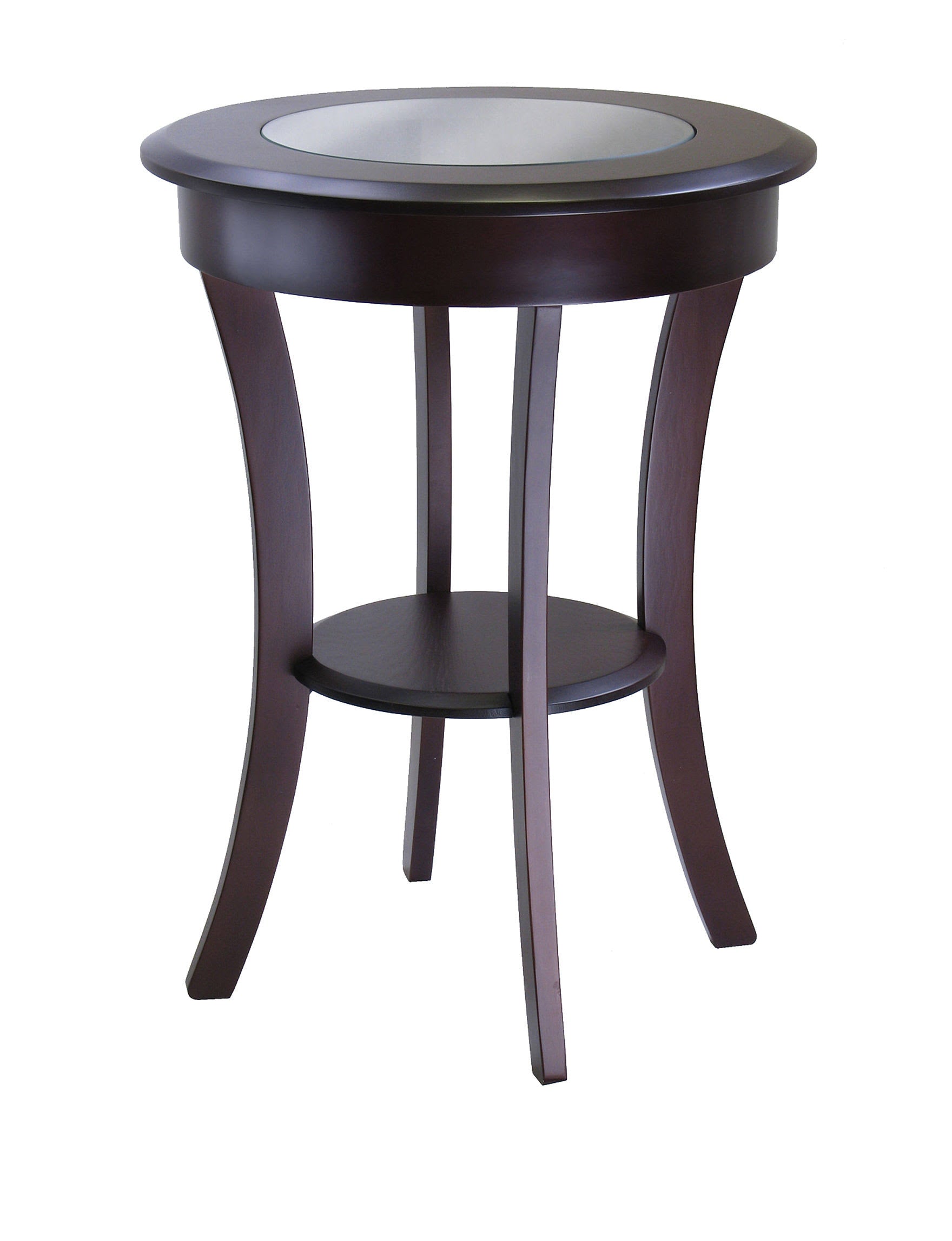 Round Accent Table with Glass Cappuccino N3089