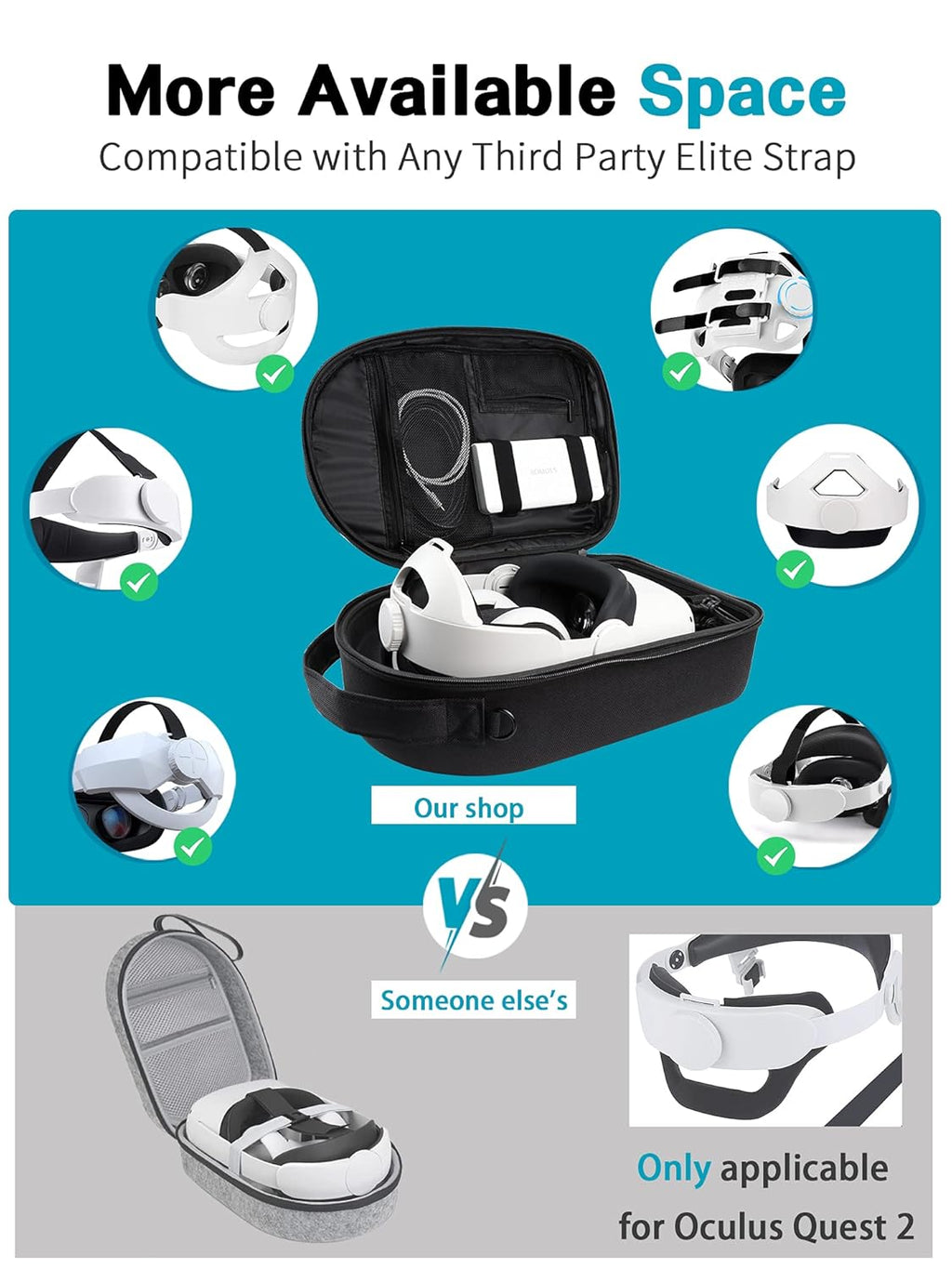 VR Carrying Case for Oculus Quest 2, Hard Storage Bag Q2147