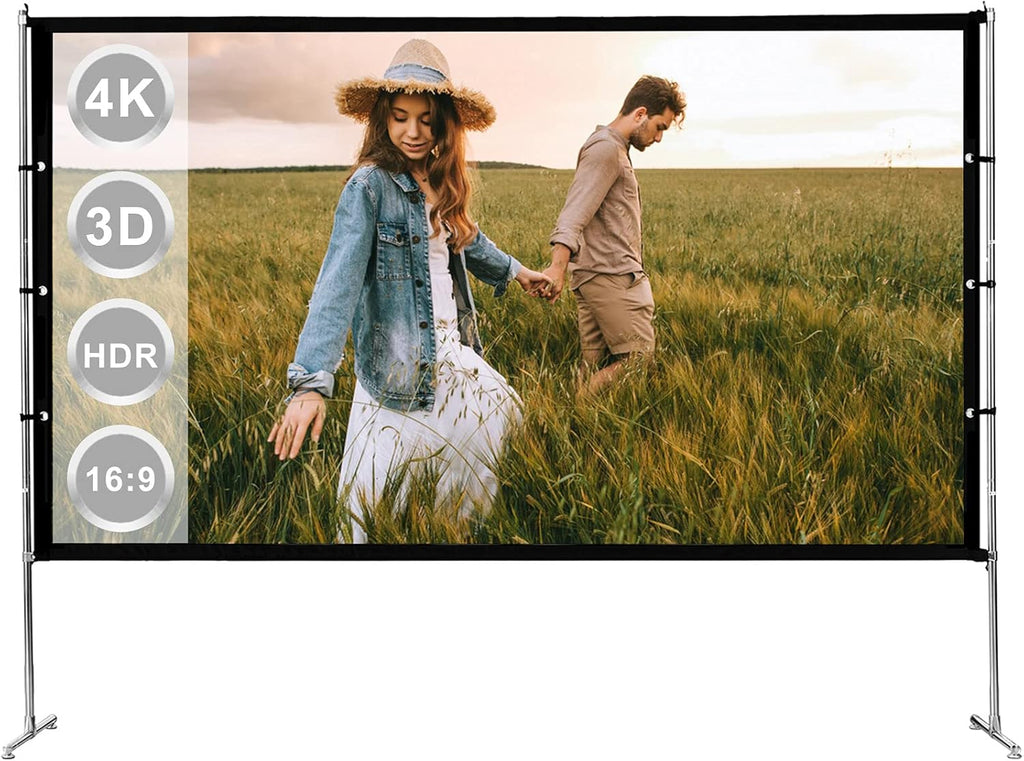 115 inch Portable Projection Screen with Stand, 16:9 4K HD, with Carry Bag K650492