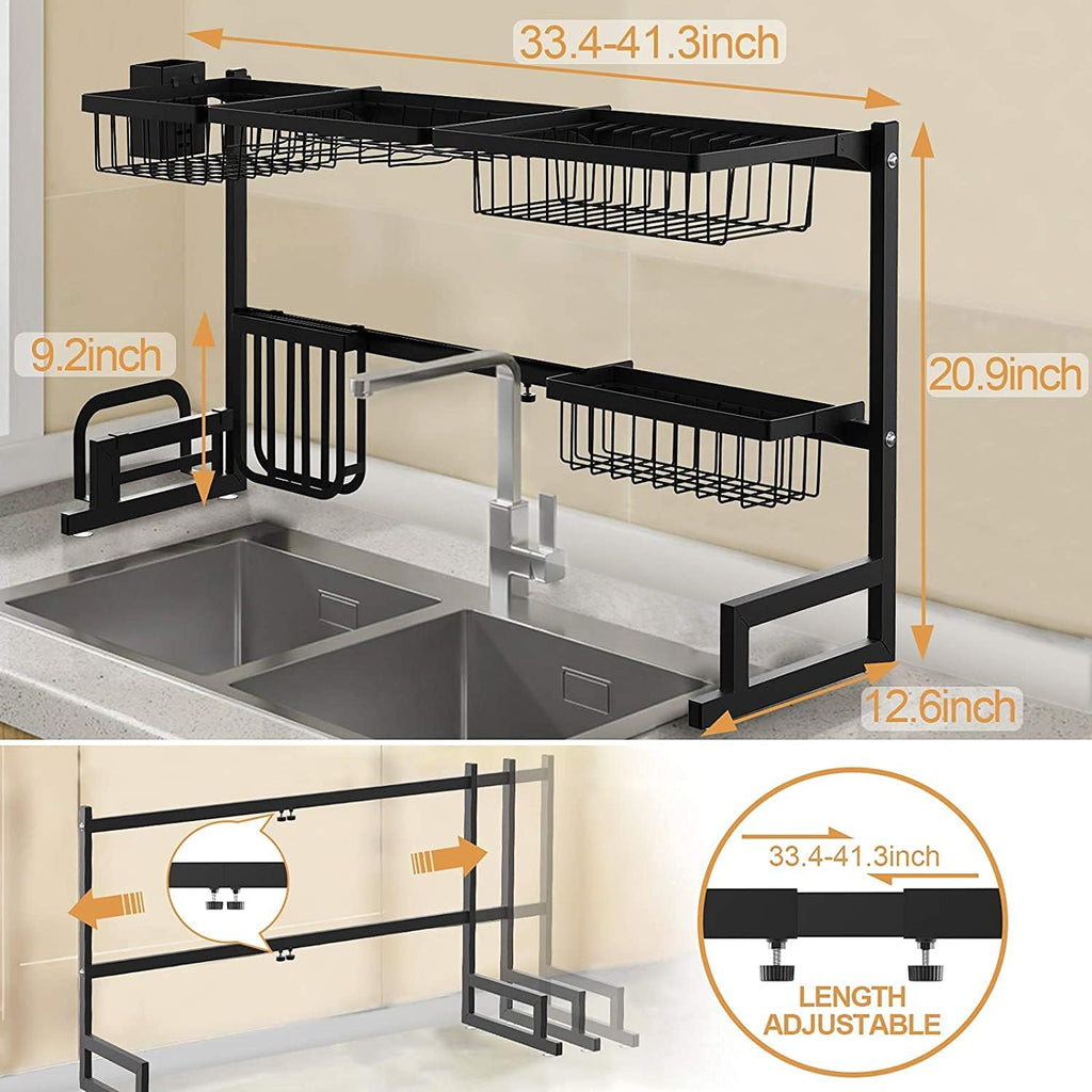 Black 2-Tier Under Sink Organizer with Sliding Drawer M61626