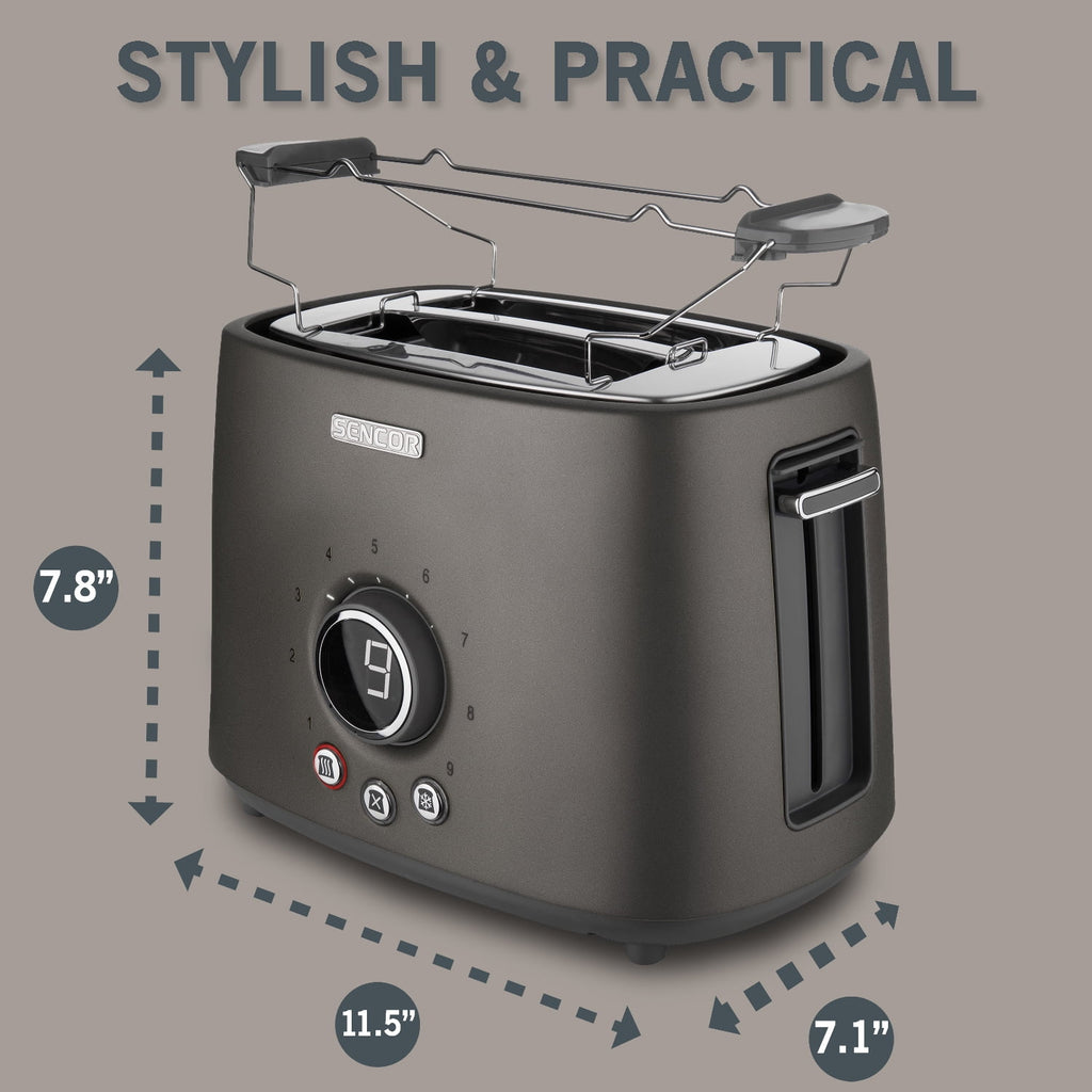 2-slot Toaster with Digital Button and Rack, Black T692274