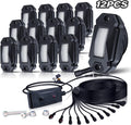 White LED Rock Lights Kit 12 Pods with Switch 21ft Wiring Harness X6315