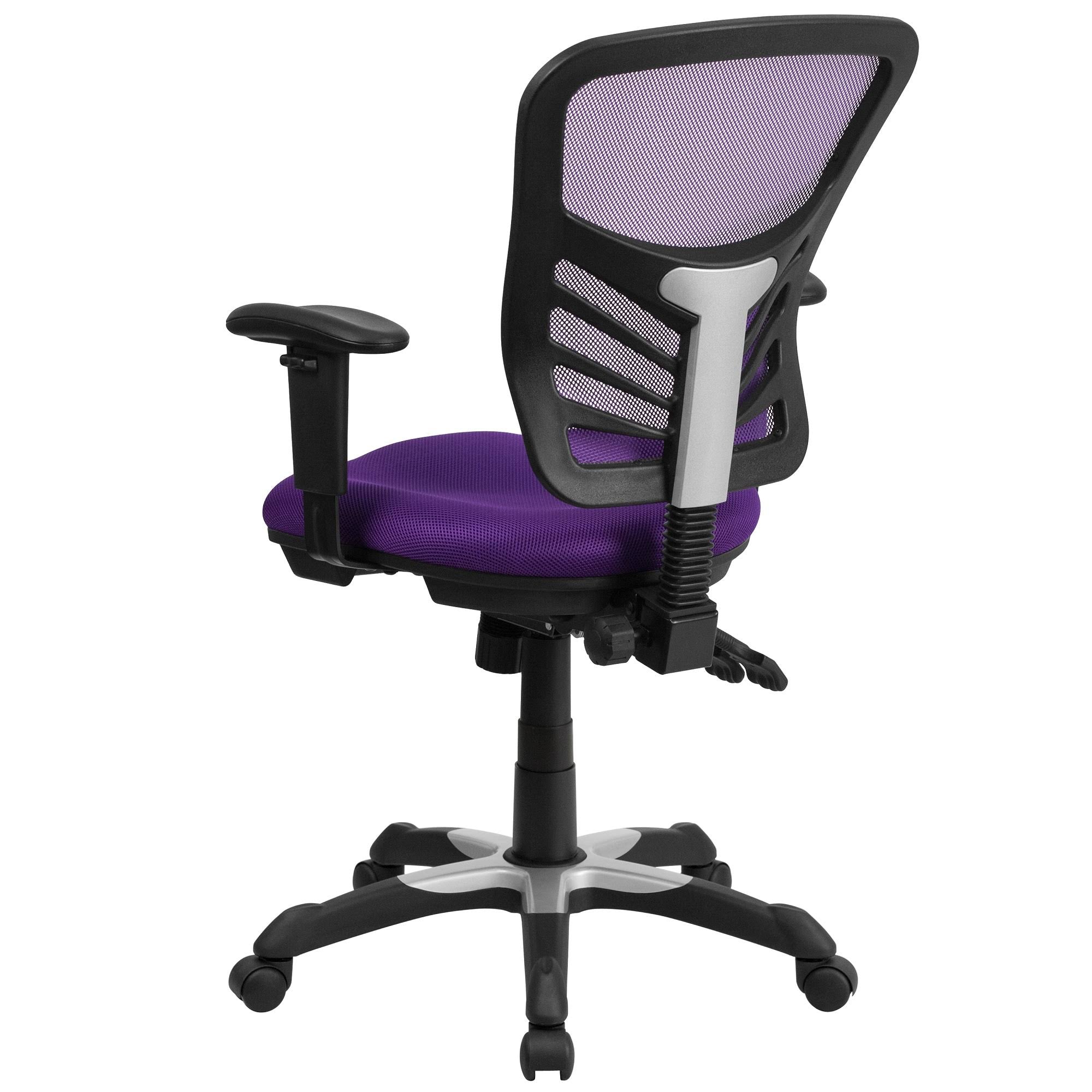 Purple and Black Swivel Ergonomic Office Chair with Adjustable Arms S923