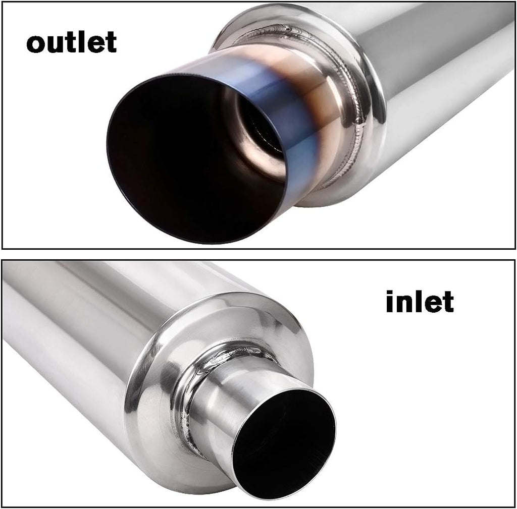 2" Inlet 3" Outlet Polished Stainless Steel Muffler, 14.6" Overall Length Pack of 2 M220374