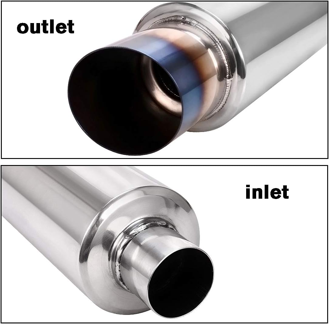 2" Inlet 3" Outlet Polished Stainless Steel Muffler, 14.6" Overall Length Pack of 2 M220374