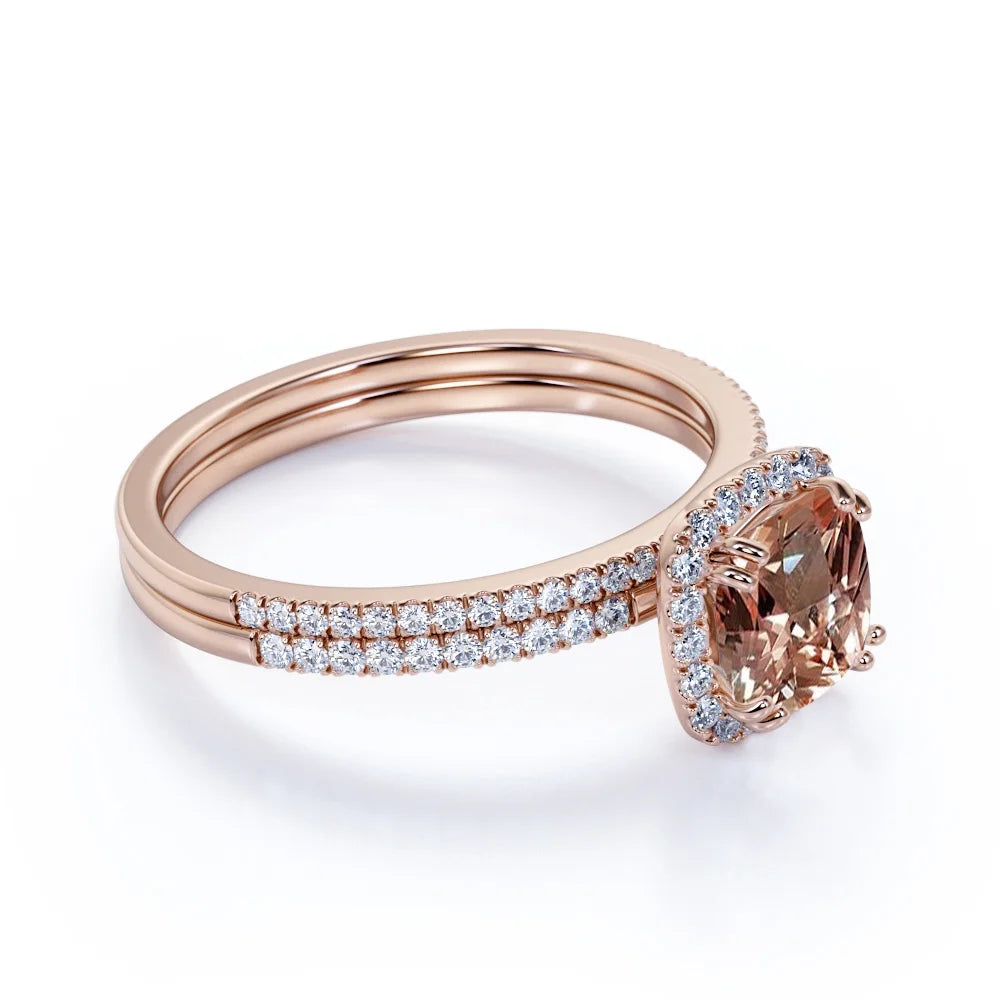 18k Gold Over Silver Bridal Wedding Ring Set K90825