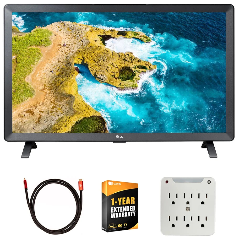 24 inch Class LED HD Smart TV with webOS Bundle with 6FT 4K HDMI 2.0 Cable, 6-Outlet Surge Adapter with Night Light and 1 YR CPS Enhanced Protection Pack B921