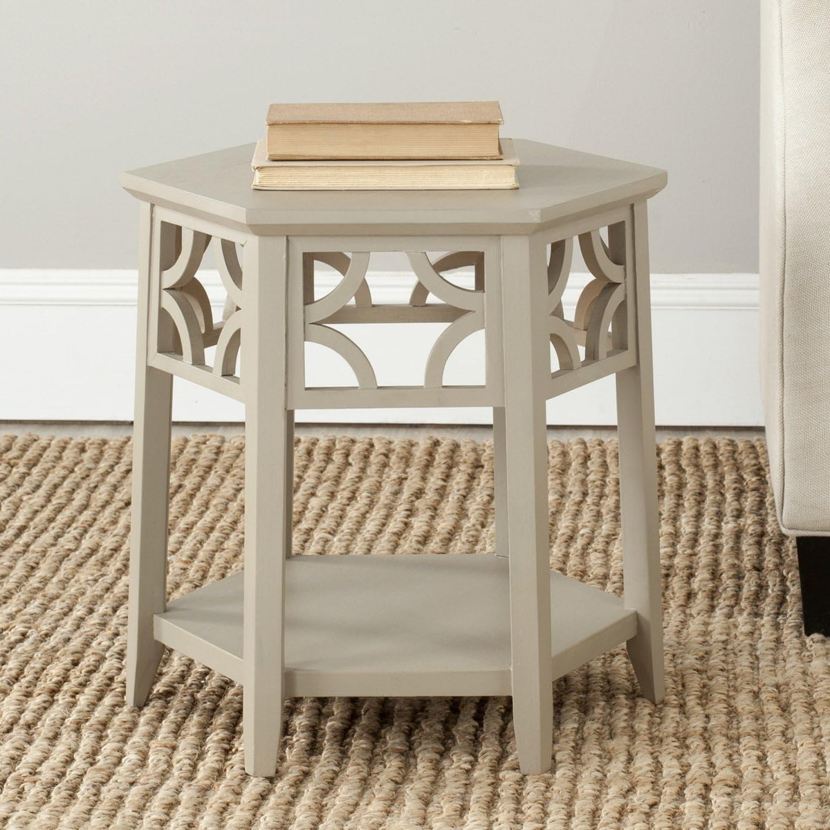 Light Brown Hexagon End Table N56610