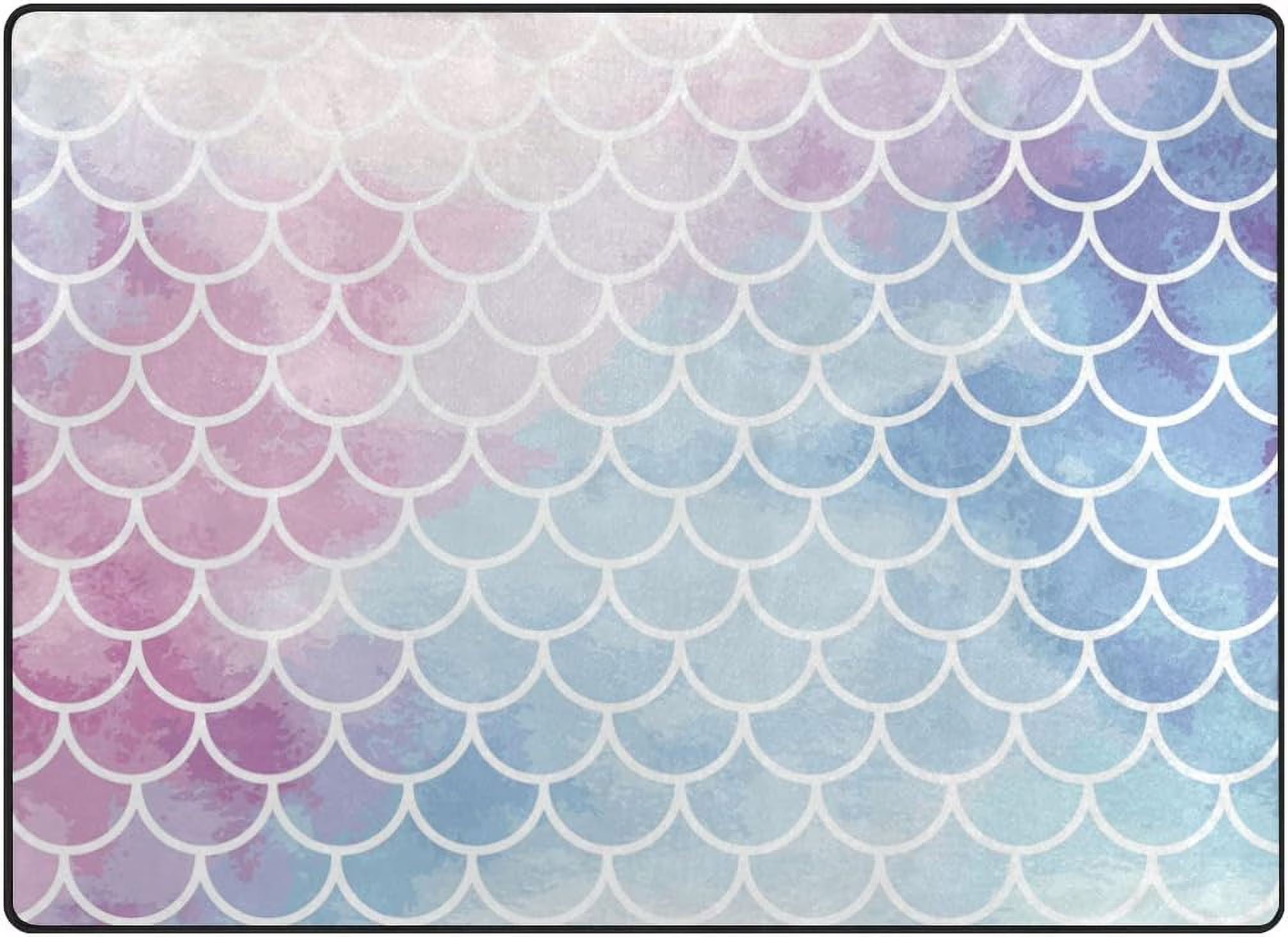 Pink Blue Mermaid Scales Lightweight Carpet Mats Area Rug Q100036