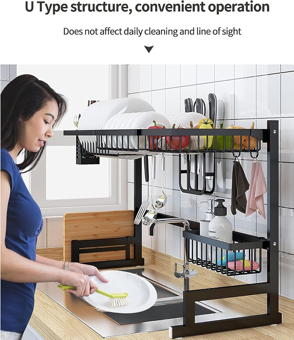Black 2-Tier Under Sink Organizer with Sliding Drawer M61626