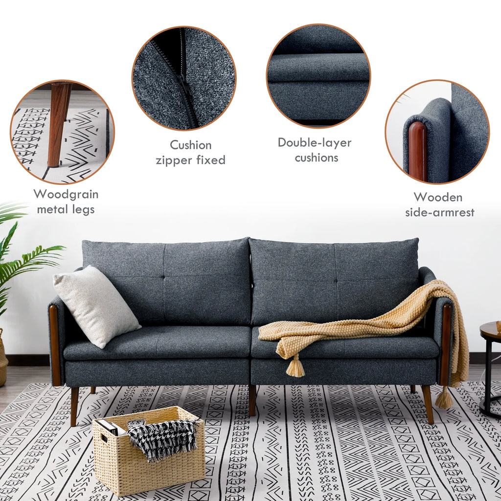 Blue 3 Seater Sofa, 74 Inch S15175