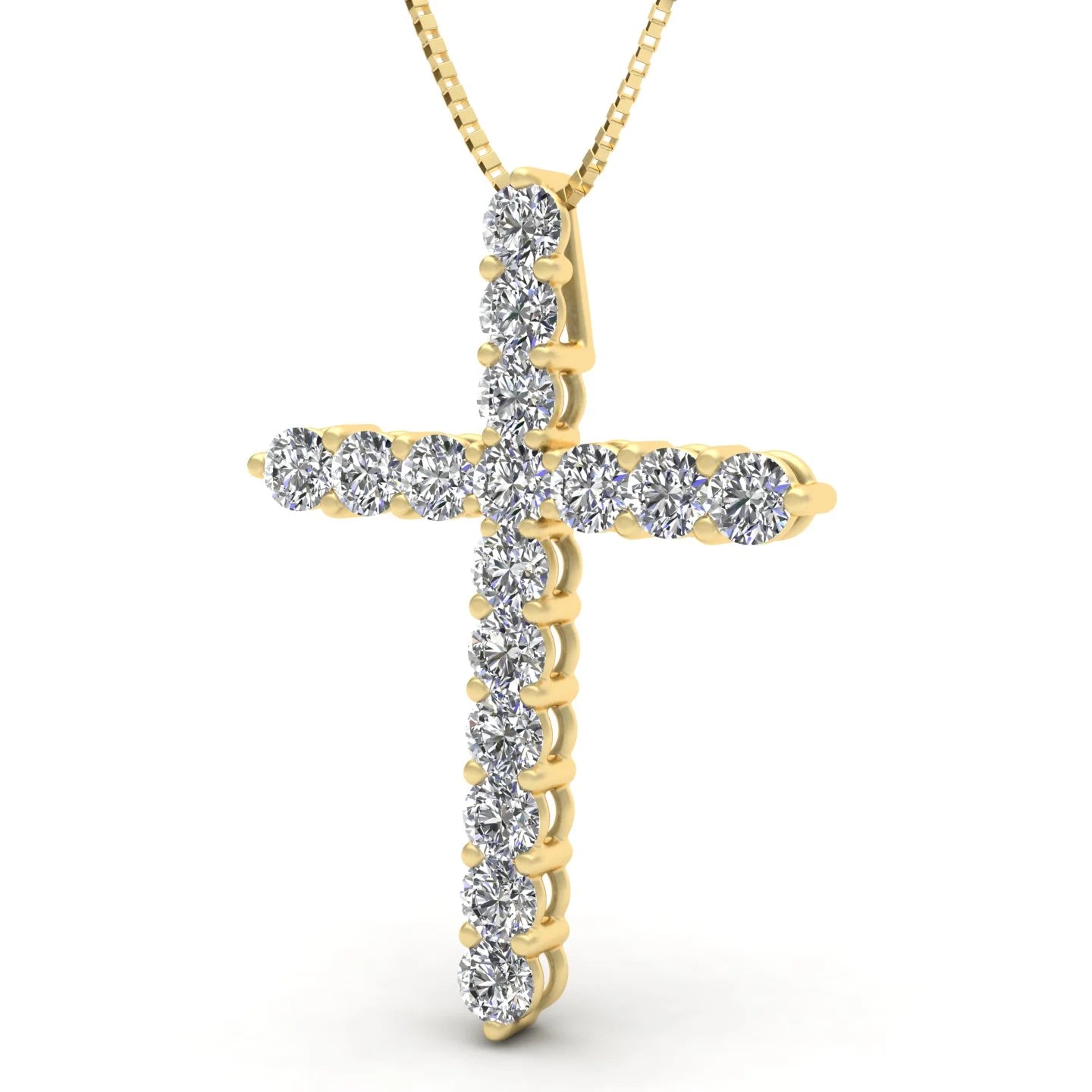14k Yellow Gold Diamond Cross Pendant Necklace Q260
