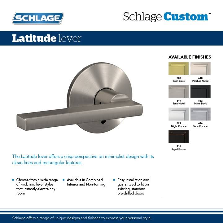 Satin Nickel Finish Passage and Privacy Lock Lever T965