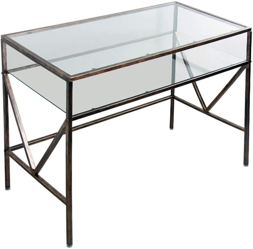 Antique Gold Glass Top Desk Vanity Table D643979