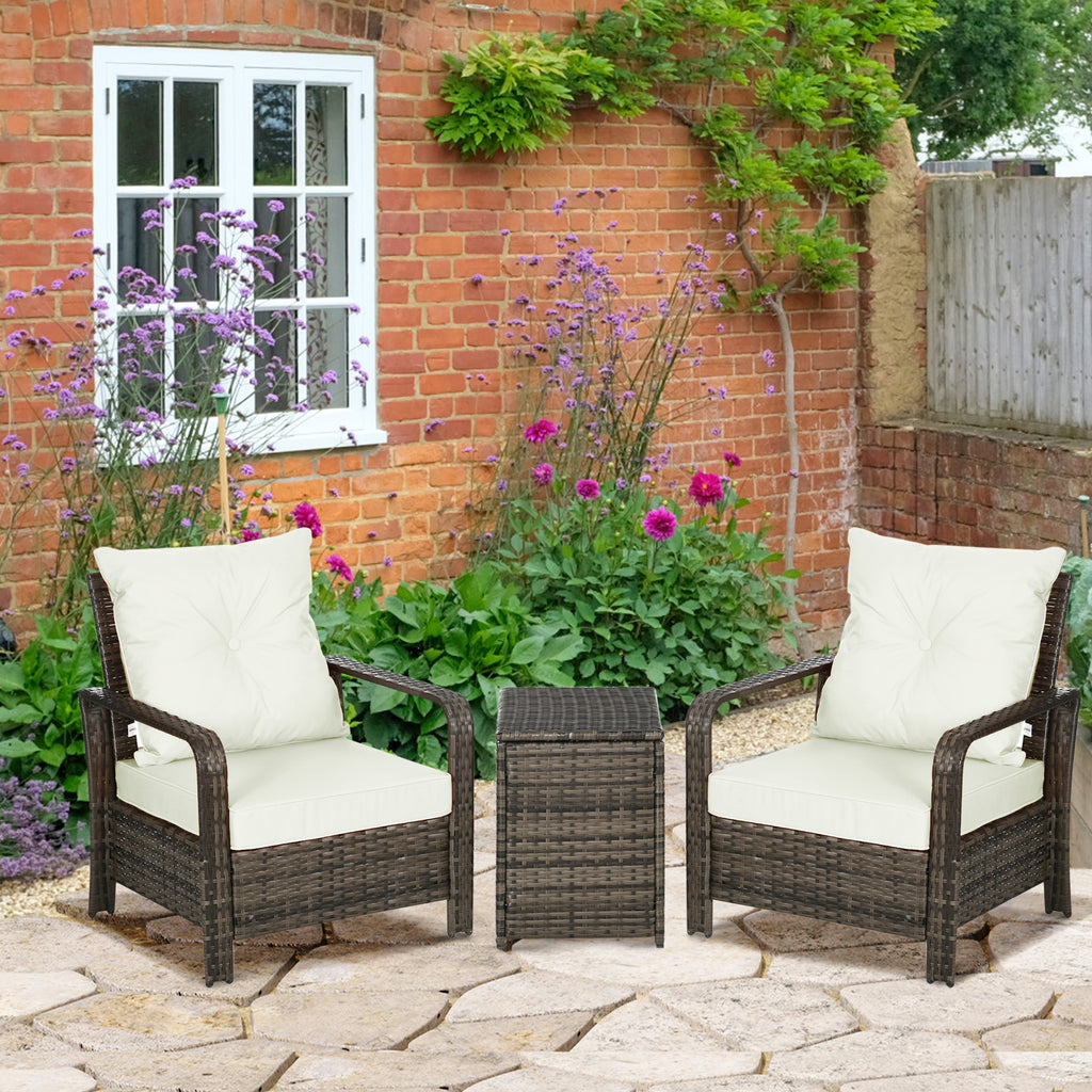Beige 3 Piece PE Wicker Patio Furniture Set S764539
